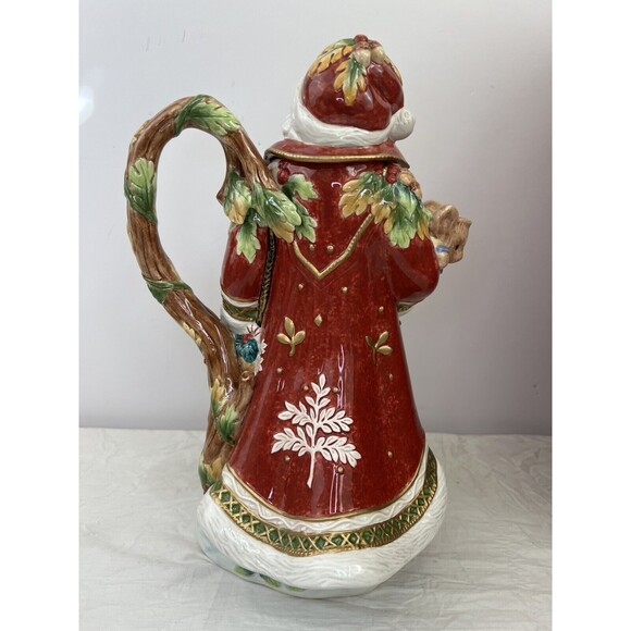 Fitz And Floyd Solstice Santa Handcrafted Christmas Teapot 12” 2005 New Open Box - Picture 11 of 16